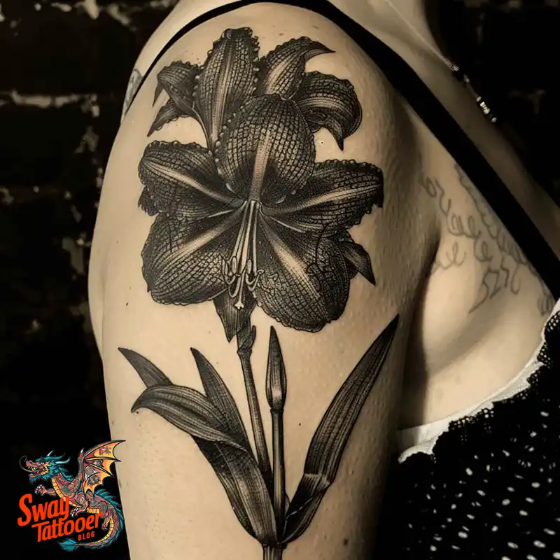 160 Amaryllis Flower Tattoo Designs: Symbolism and Style 57 amaryllis105