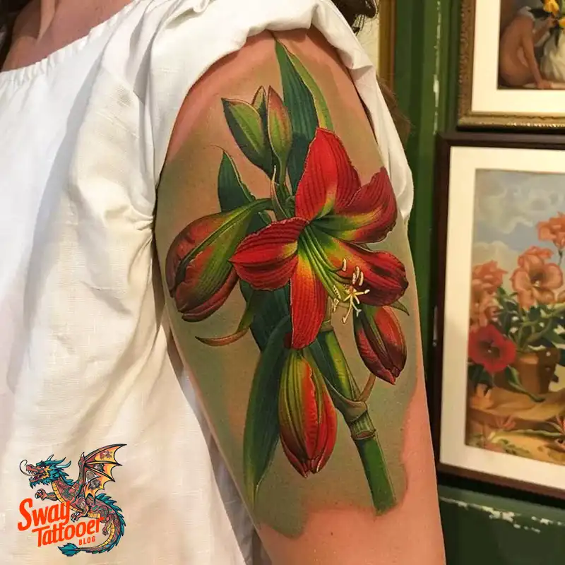160 Amaryllis Flower Tattoo Designs: Symbolism and Style 53 amaryllis112