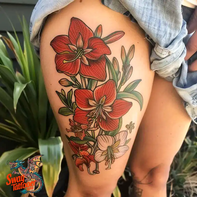 160 Amaryllis Flower Tattoo Designs: Symbolism and Style 150 amaryllis12
