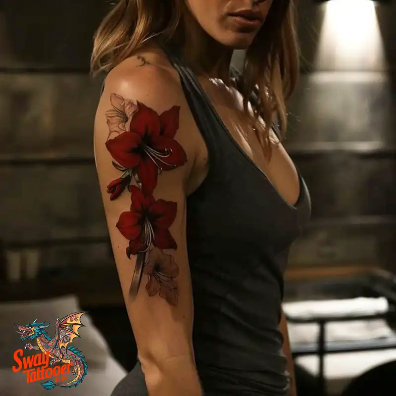 160 Amaryllis Flower Tattoo Designs: Symbolism and Style 26 amaryllis133
