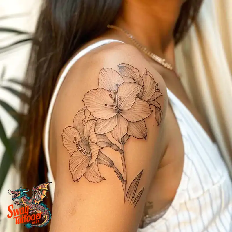 160 Amaryllis Flower Tattoo Designs: Symbolism and Style 29 amaryllis136