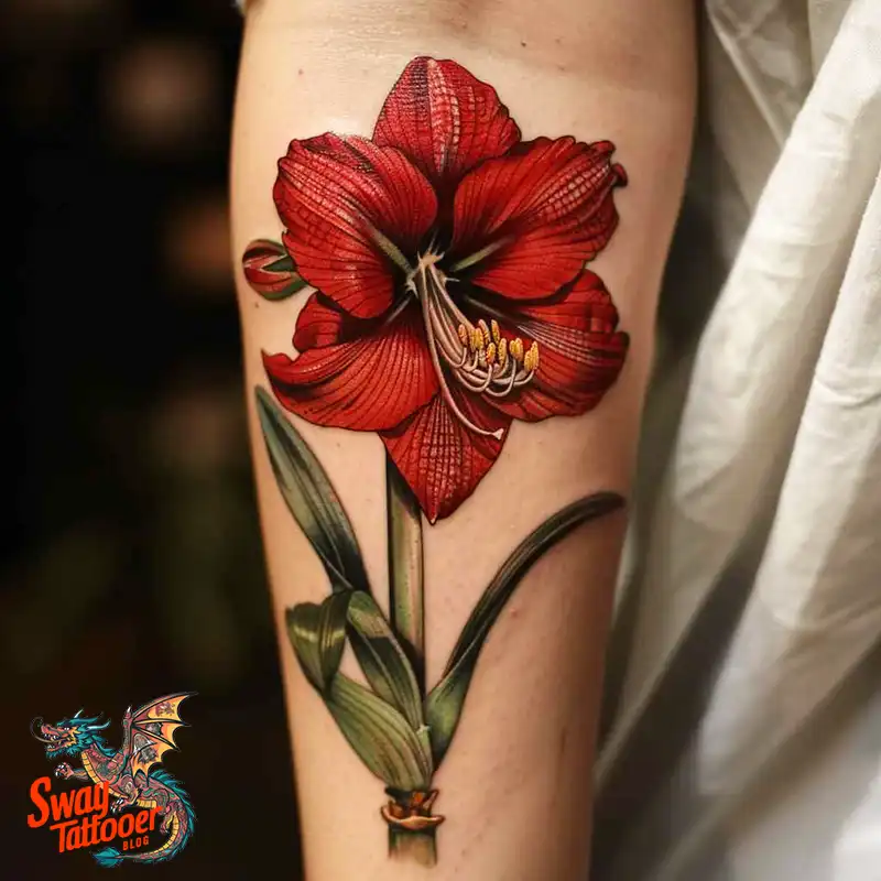 160 Amaryllis Flower Tattoo Designs: Symbolism and Style 143 amaryllis17