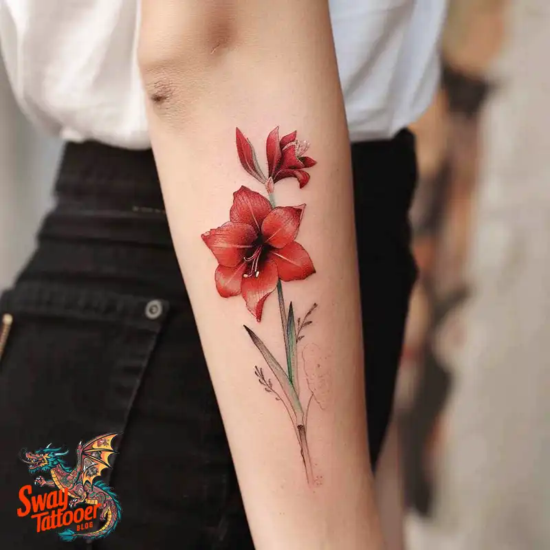 160 Amaryllis Flower Tattoo Designs: Symbolism and Style 142 amaryllis18