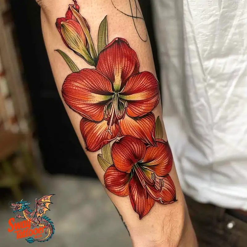 160 Amaryllis Flower Tattoo Designs: Symbolism and Style 141 amaryllis19