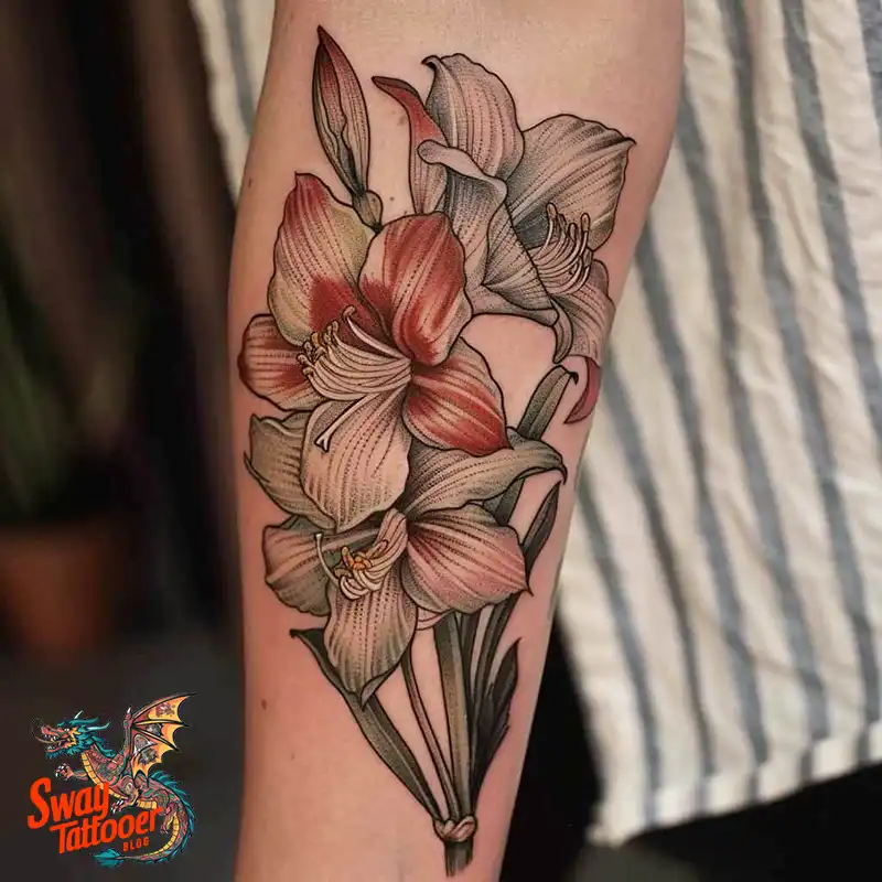 160 Amaryllis Flower Tattoo Designs: Symbolism and Style 140 amaryllis20
