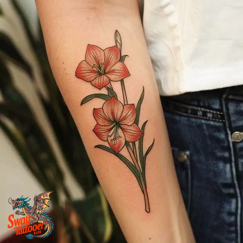 160 Amaryllis Flower Tattoo Designs: Symbolism and Style 139 amaryllis21