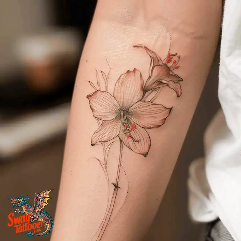 160 Amaryllis Flower Tattoo Designs: Symbolism and Style 136 amaryllis25