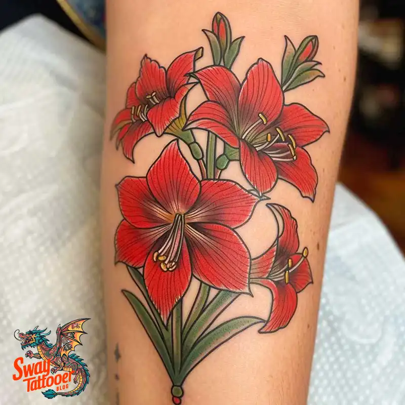 160 Amaryllis Flower Tattoo Designs: Symbolism and Style 130 amaryllis28