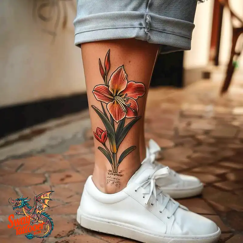 160 Amaryllis Flower Tattoo Designs: Symbolism and Style 128 amaryllis32