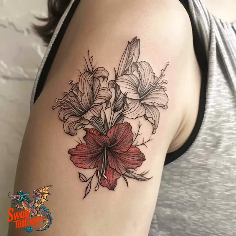 160 Amaryllis Flower Tattoo Designs: Symbolism and Style 155 amaryllis5