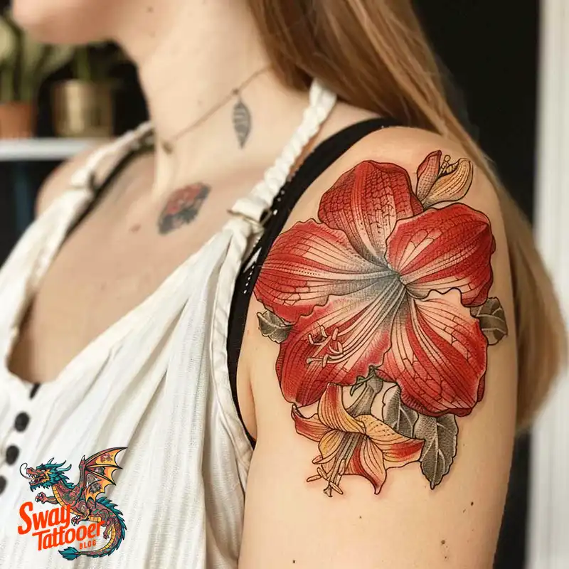 160 Amaryllis Flower Tattoo Designs: Symbolism and Style 110 amaryllis50