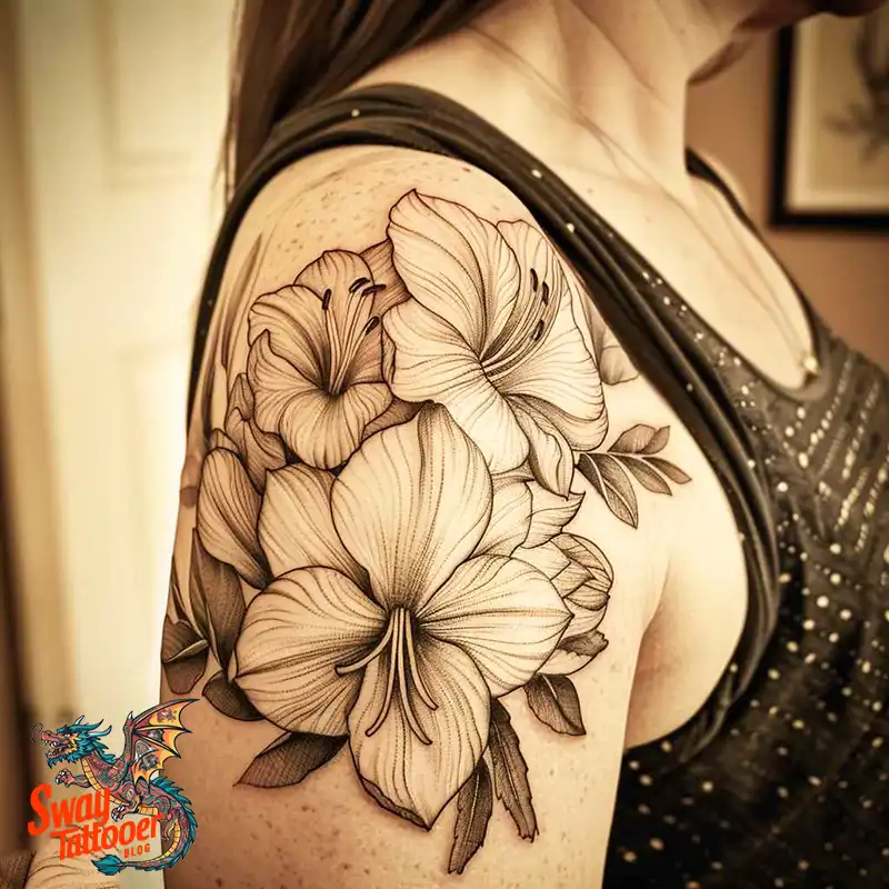 160 Amaryllis Flower Tattoo Designs: Symbolism and Style 109 amaryllis51