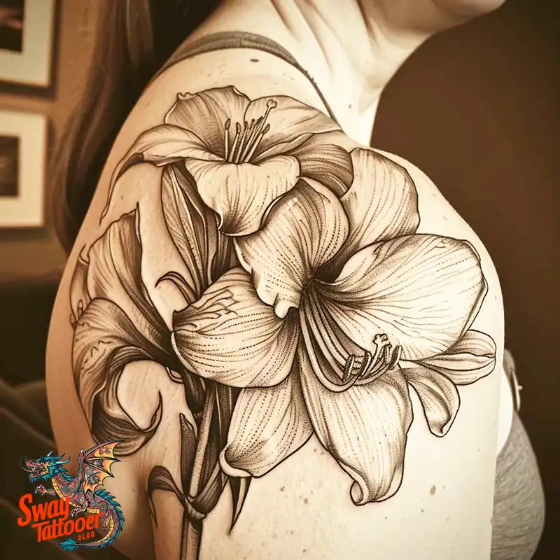 160 Amaryllis Flower Tattoo Designs: Symbolism and Style 104 amaryllis53
