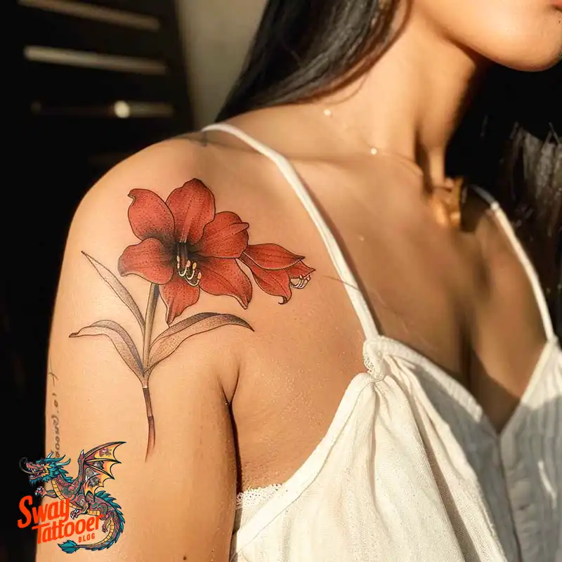 160 Amaryllis Flower Tattoo Designs: Symbolism and Style 107 amaryllis56