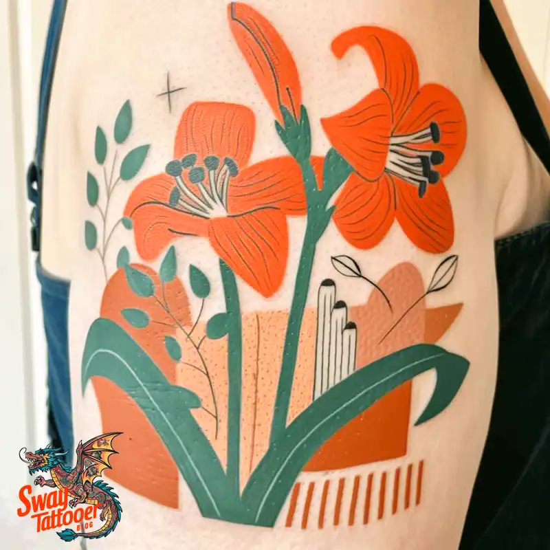 160 Amaryllis Flower Tattoo Designs: Symbolism and Style 100 amaryllis61