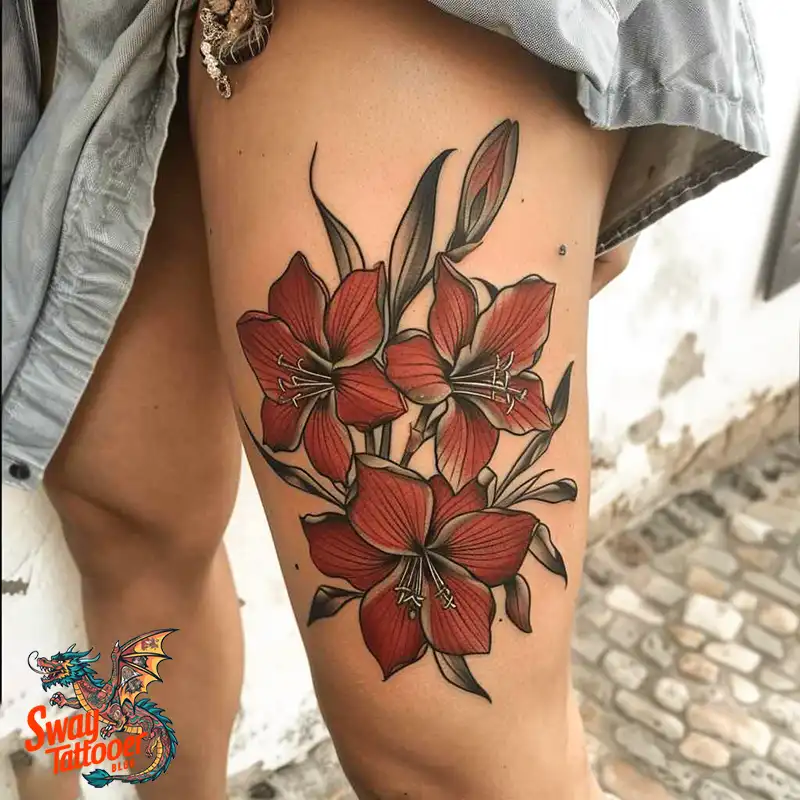 160 Amaryllis Flower Tattoo Designs: Symbolism and Style 93 amaryllis67