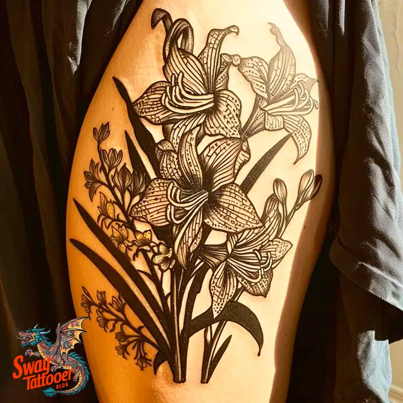 160 Amaryllis Flower Tattoo Designs: Symbolism and Style 94 amaryllis69