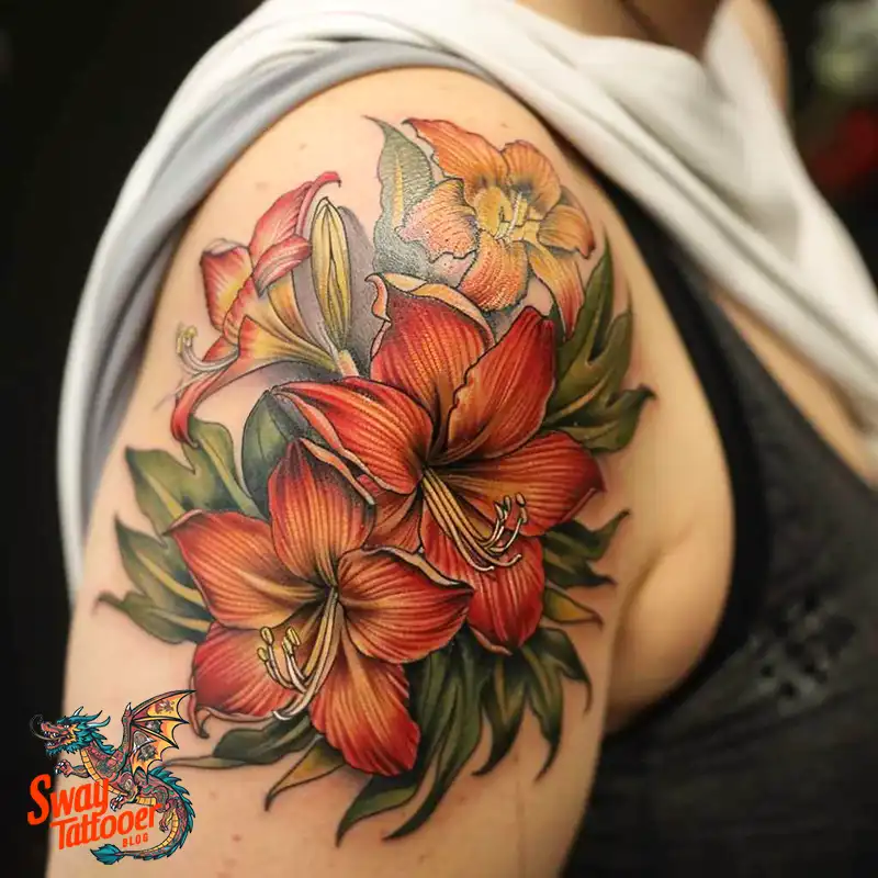 160 Amaryllis Flower Tattoo Designs: Symbolism and Style 153 amaryllis7