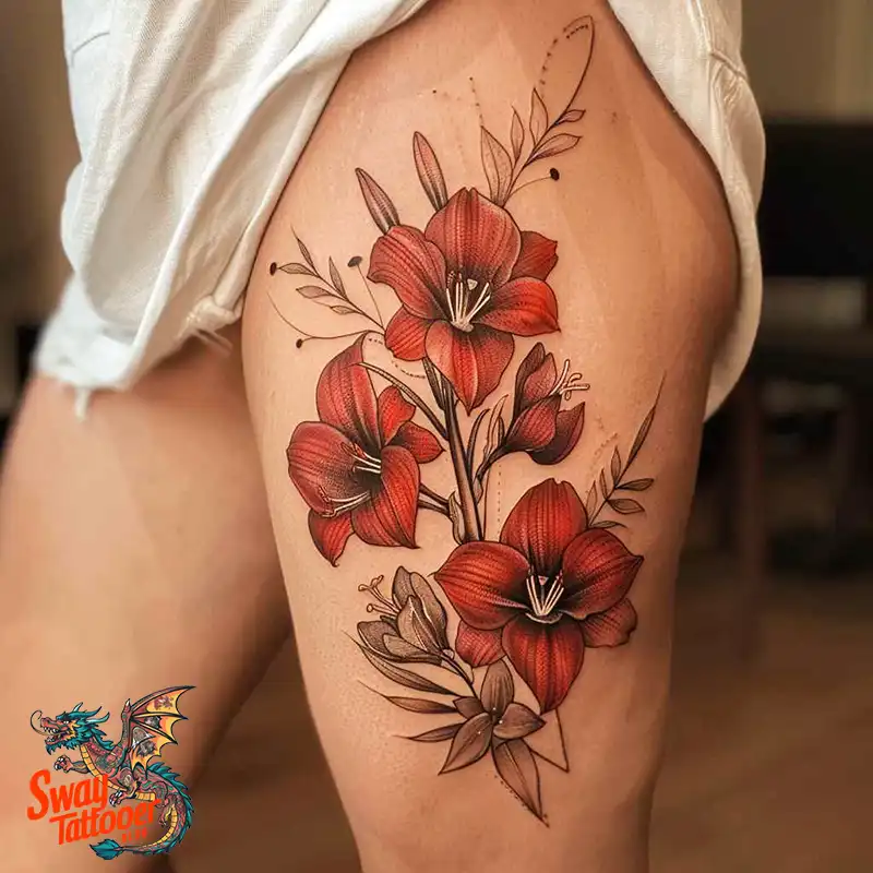 160 Amaryllis Flower Tattoo Designs: Symbolism and Style 87 amaryllis74