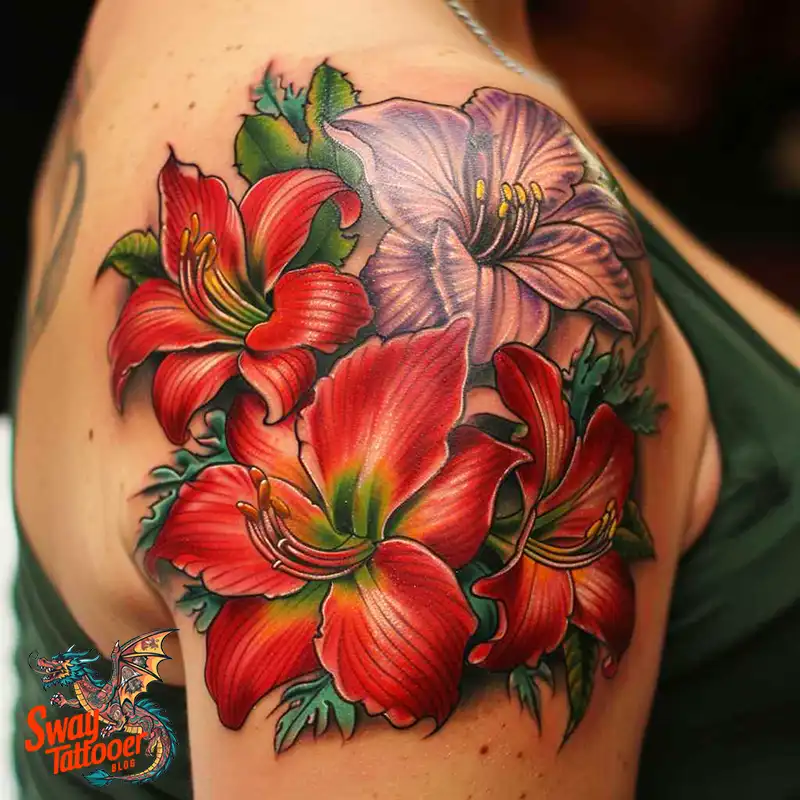 160 Amaryllis Flower Tattoo Designs: Symbolism and Style 152 amaryllis8