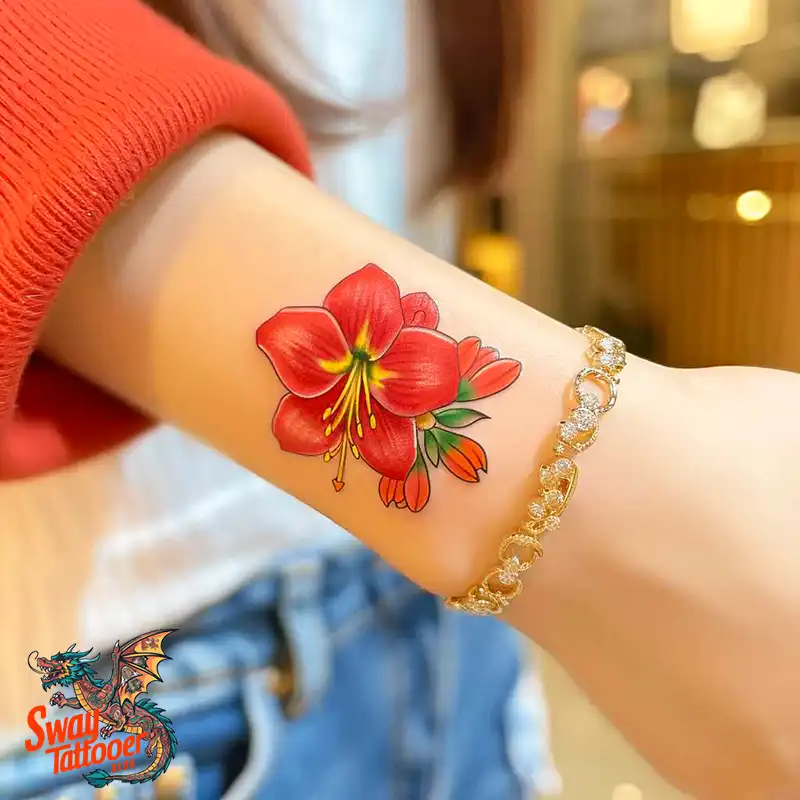 160 Amaryllis Flower Tattoo Designs: Symbolism and Style 82 amaryllis80