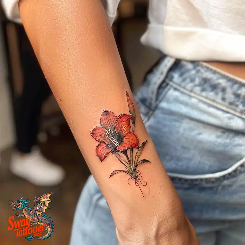 160 Amaryllis Flower Tattoo Designs: Symbolism and Style 79 amaryllis83