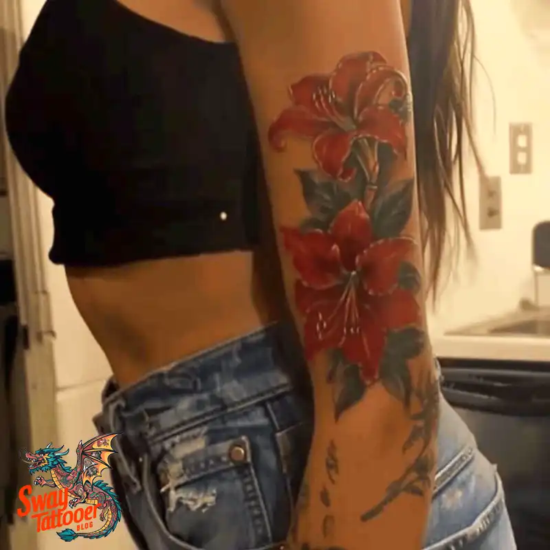 160 Amaryllis Flower Tattoo Designs: Symbolism and Style 76 amaryllis87