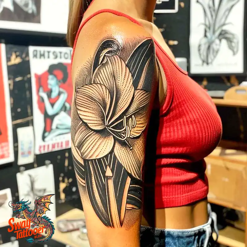 160 Amaryllis Flower Tattoo Designs: Symbolism and Style 77 amaryllis88
