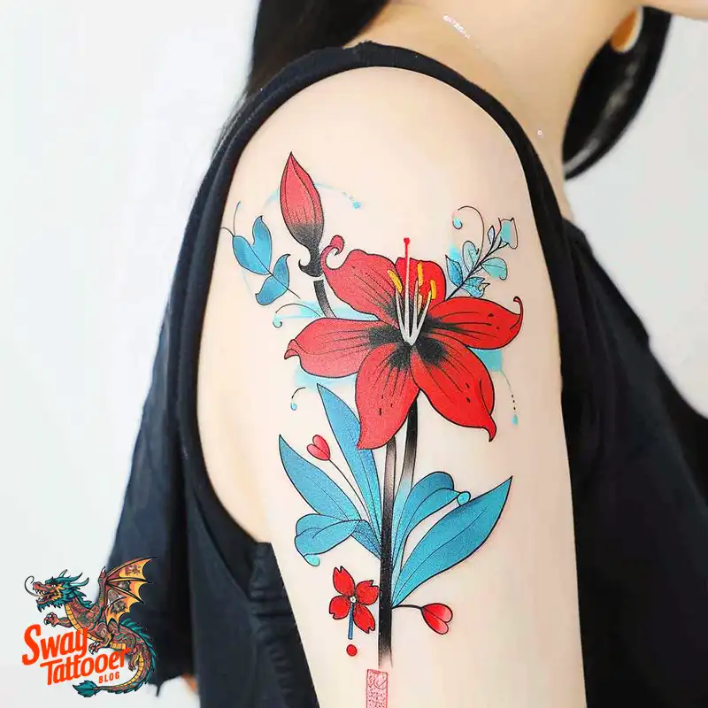 160 Amaryllis Flower Tattoo Designs: Symbolism and Style 69 amaryllis93