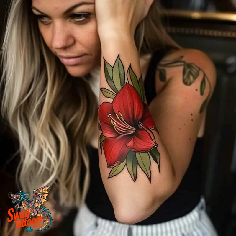 160 Amaryllis Flower Tattoo Designs: Symbolism and Style 63 amaryllis98