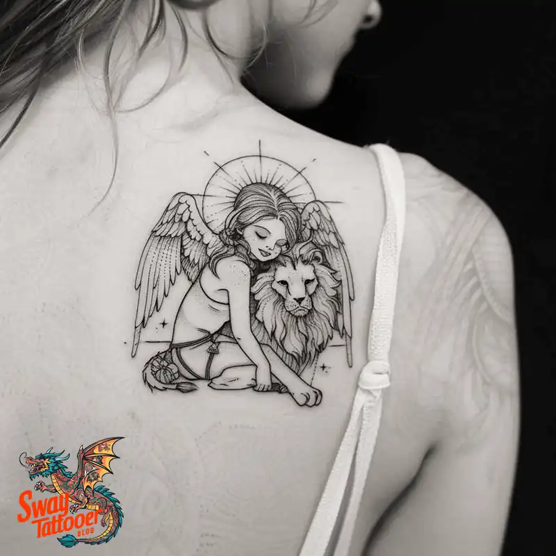 60 Angel and Lion Tattoo Design Ideas: Meaning & History 54 angel and lion12
