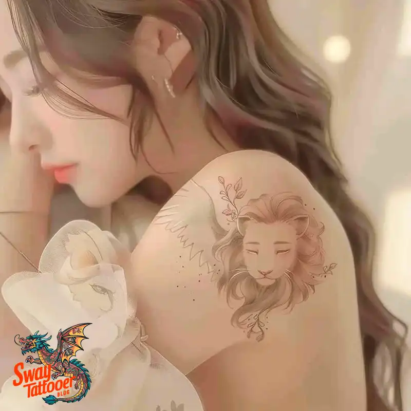 60 Angel and Lion Tattoo Design Ideas: Meaning & History 31 angel and lion30