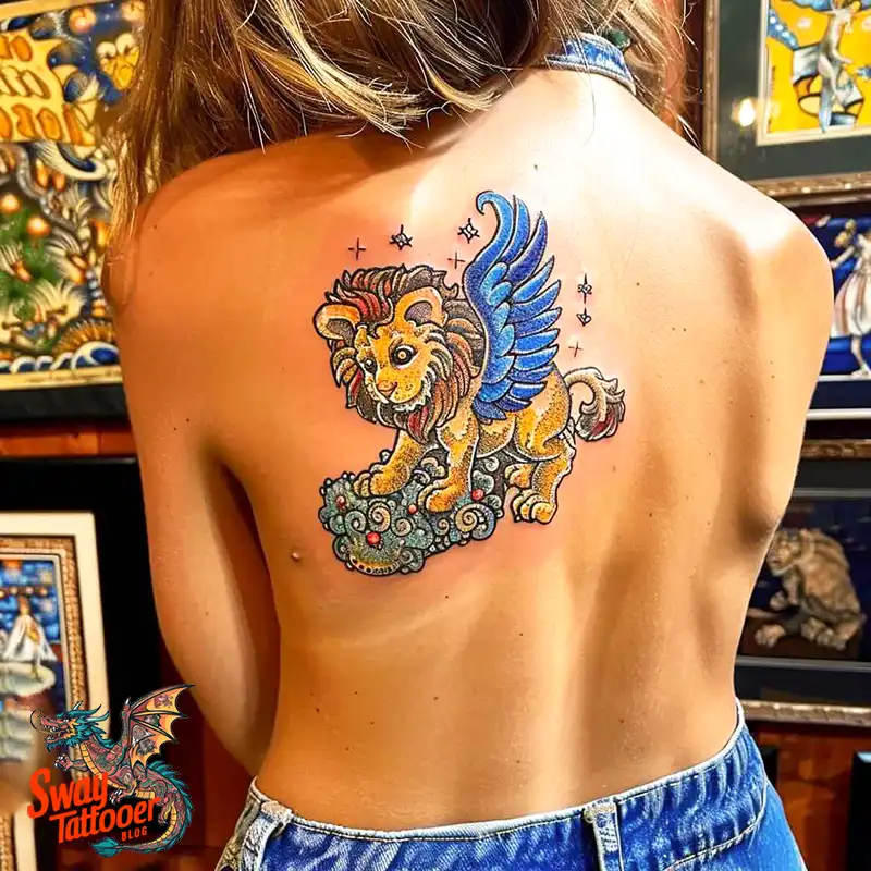 60 Angel and Lion Tattoo Design Ideas: Meaning & History 7 angel and lion54
