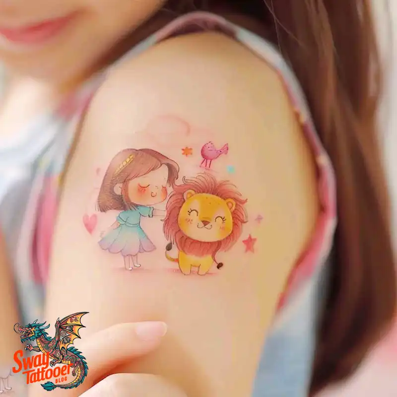60 Angel and Lion Tattoo Design Ideas: Meaning & History 3 angel and lion58