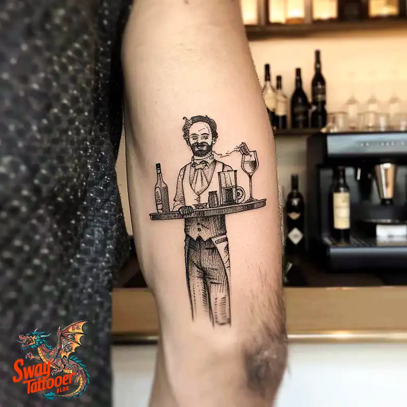 120 Bartender Tattoo Designs: Shaker Symbols, Style & Care 118 bartender6