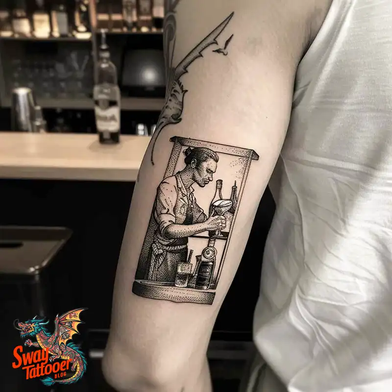 120 Bartender Tattoo Designs: Shaker Symbols, Style & Care 117 bartender7