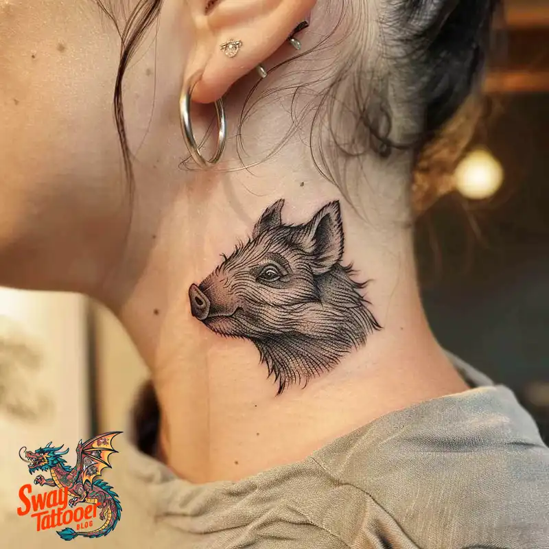 100 Boar Tattoo Design Ideas with Meaning & Symbolism 38 Pig tattoo