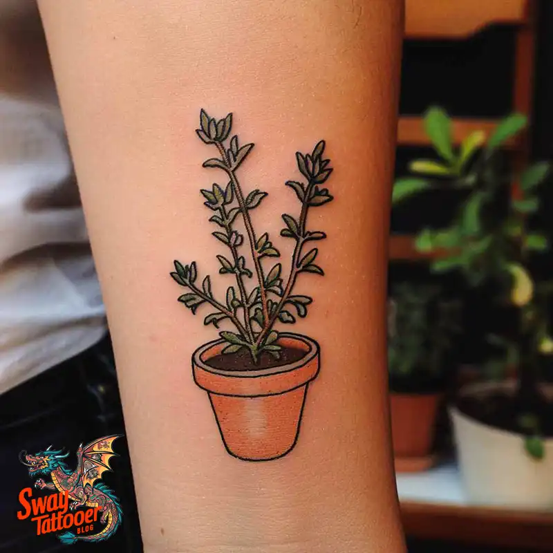 100 Thyme Tattoo Design Ideas: Fine Line Botanical Ink 86 Thyme Tattoo