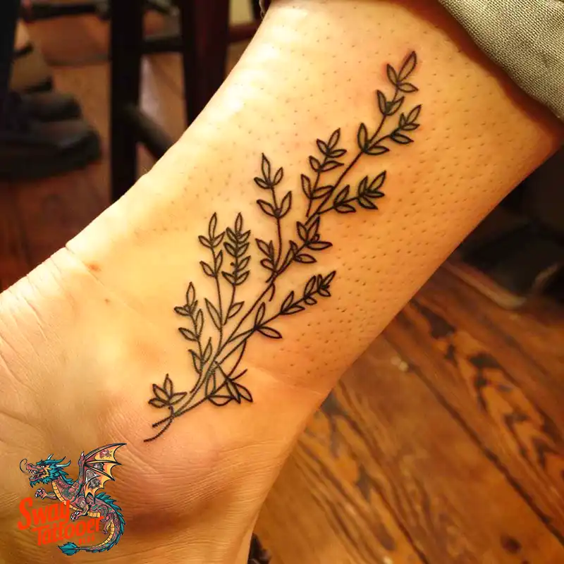 100 Thyme Tattoo Design Ideas: Fine Line Botanical Ink 69 Thyme Tattoo