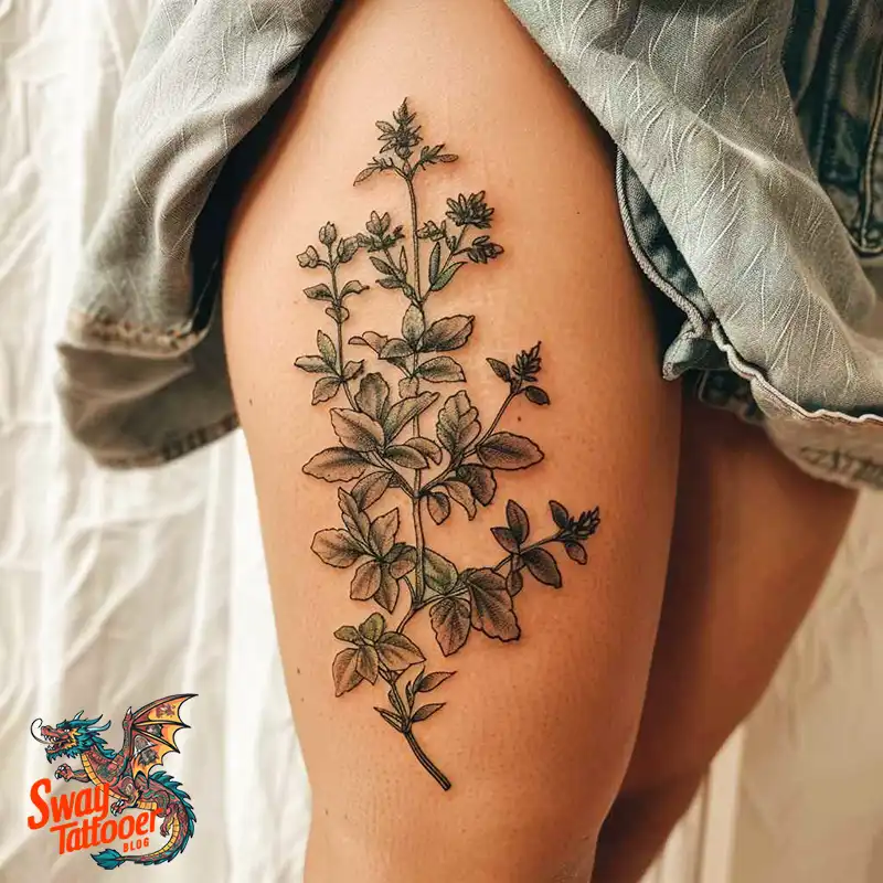 100 Thyme Tattoo Design Ideas: Fine Line Botanical Ink 65 Thyme Tattoo