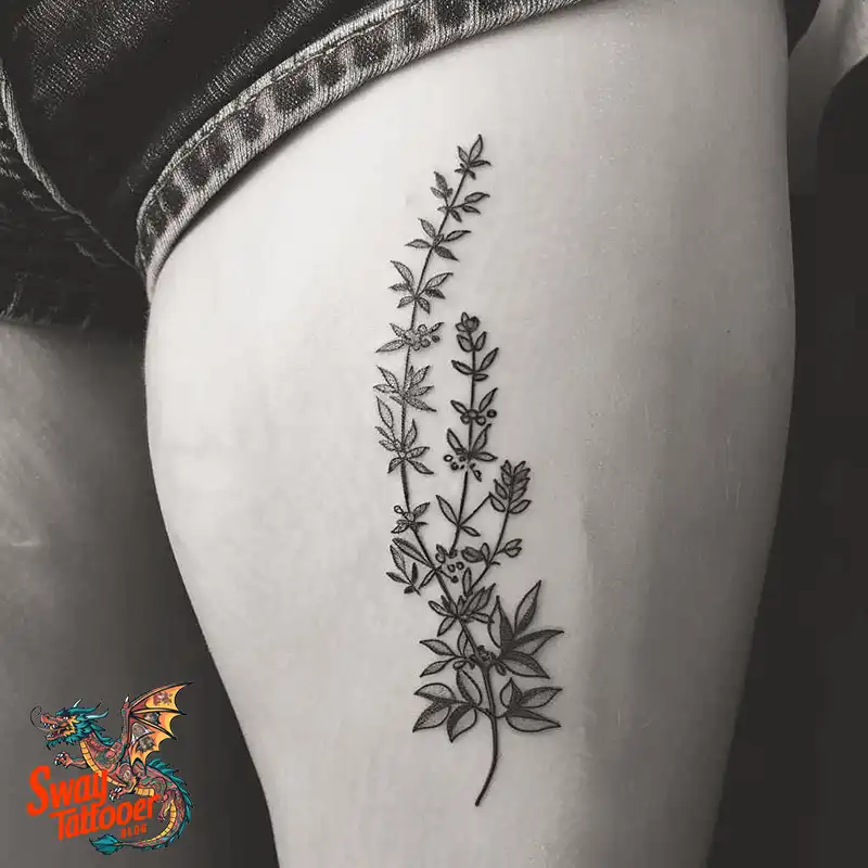 100 Thyme Tattoo Design Ideas: Fine Line Botanical Ink 64 Thyme Tattoo