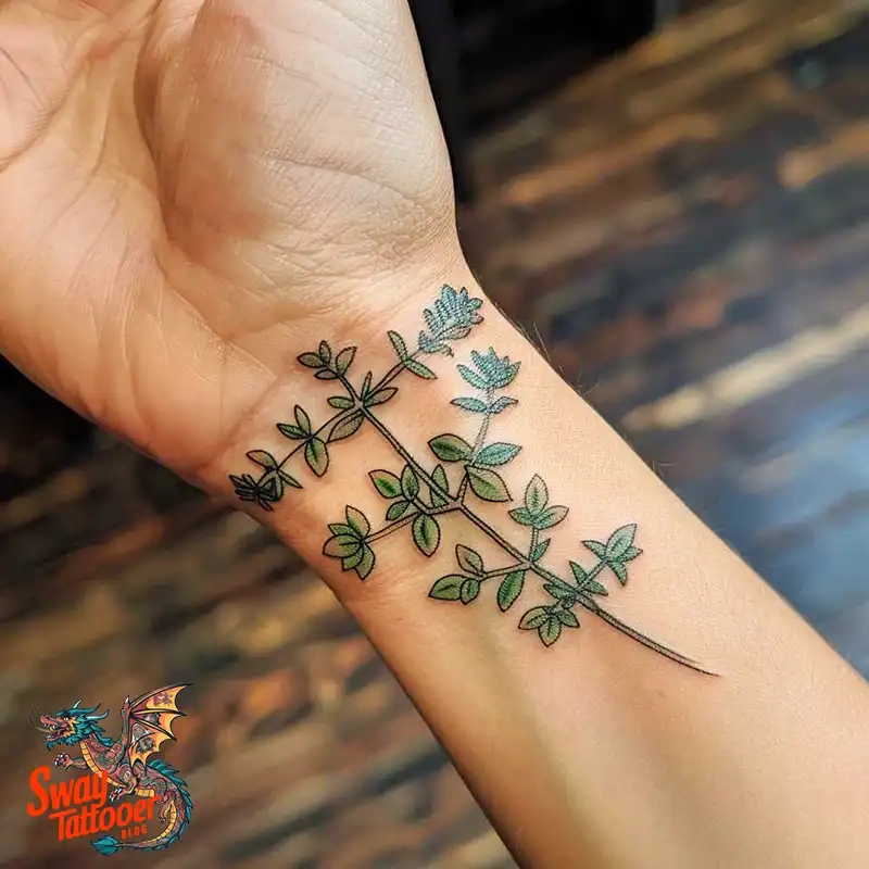 100 Thyme Tattoo Design Ideas: Fine Line Botanical Ink 63 Thyme Tattoo