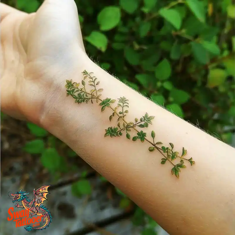100 Thyme Tattoo Design Ideas: Fine Line Botanical Ink 62 Thyme Tattoo