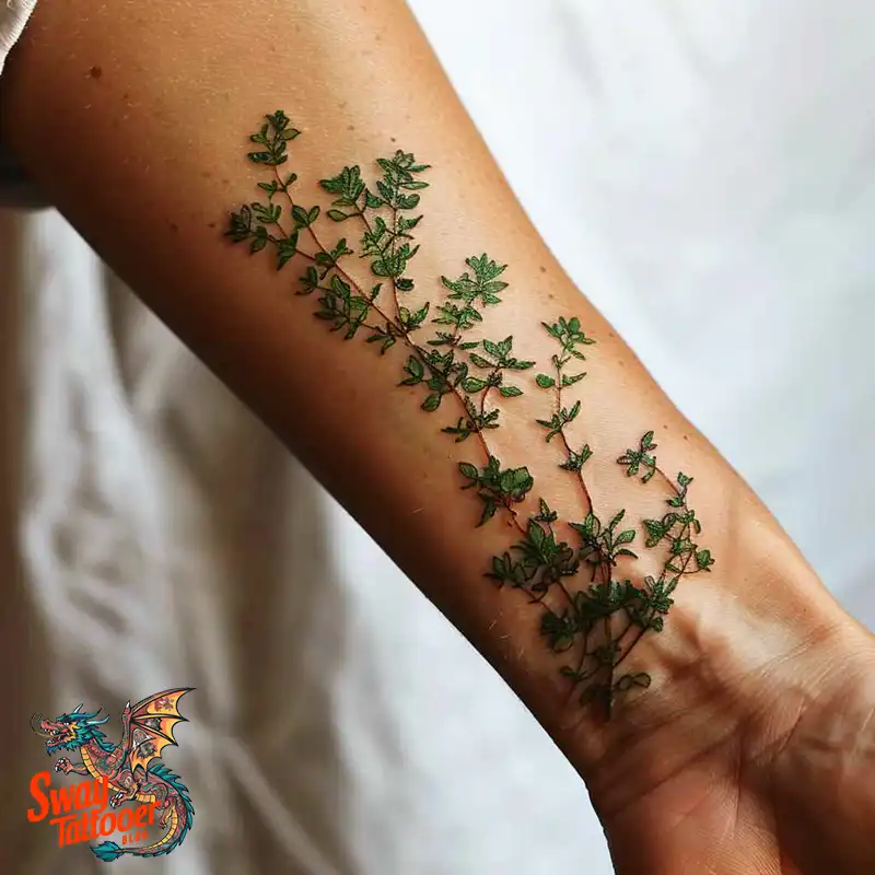 100 Thyme Tattoo Design Ideas: Fine Line Botanical Ink 61 Thyme Tattoo