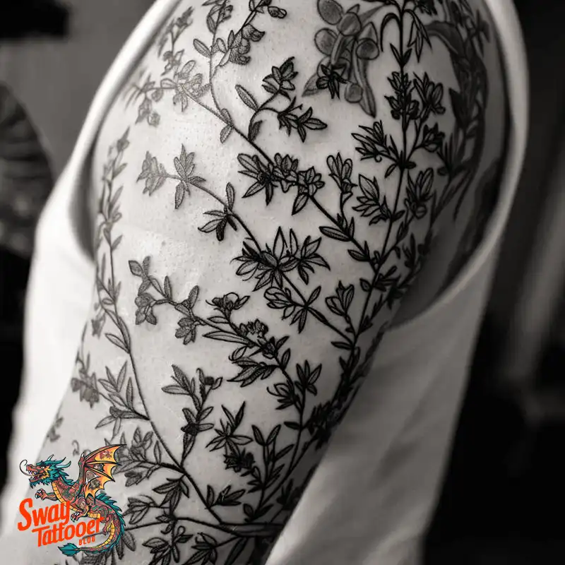 100 Thyme Tattoo Design Ideas: Fine Line Botanical Ink 60 Thyme Tattoo