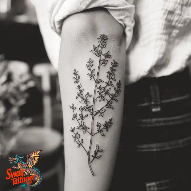 100 Thyme Tattoo Design Ideas: Fine Line Botanical Ink 84 Thyme Tattoo