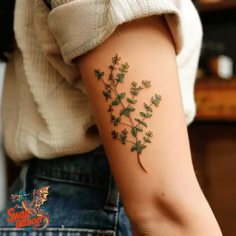 100 Thyme Tattoo Design Ideas: Fine Line Botanical Ink 55 Thyme Tattoo