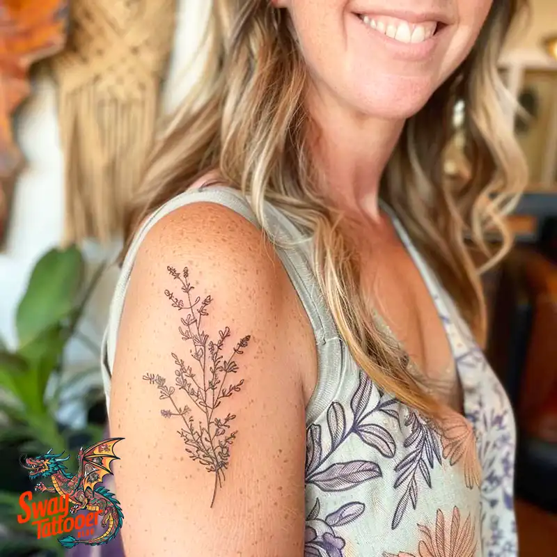 100 Thyme Tattoo Design Ideas: Fine Line Botanical Ink 51 Thyme Tattoo