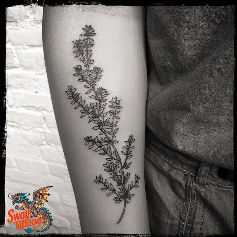 100 Thyme Tattoo Design Ideas: Fine Line Botanical Ink 83 Thyme Tattoo
