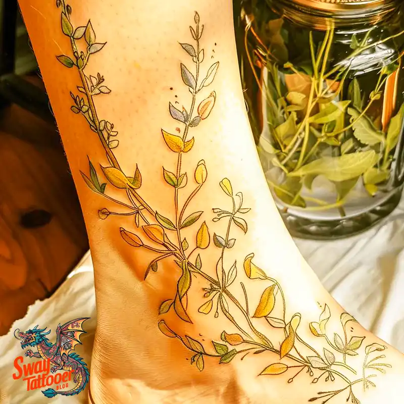 100 Thyme Tattoo Design Ideas: Fine Line Botanical Ink 43 Thyme Tattoo Design